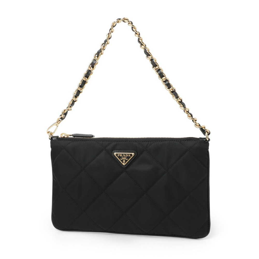 Prada Pouch Clutch Bag Black RE NYLON